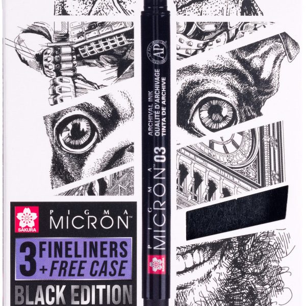 SAKURA Pigma Micron Set 0.1-0.50mm POXSDKB3 mit Stifteetui 3 Stück