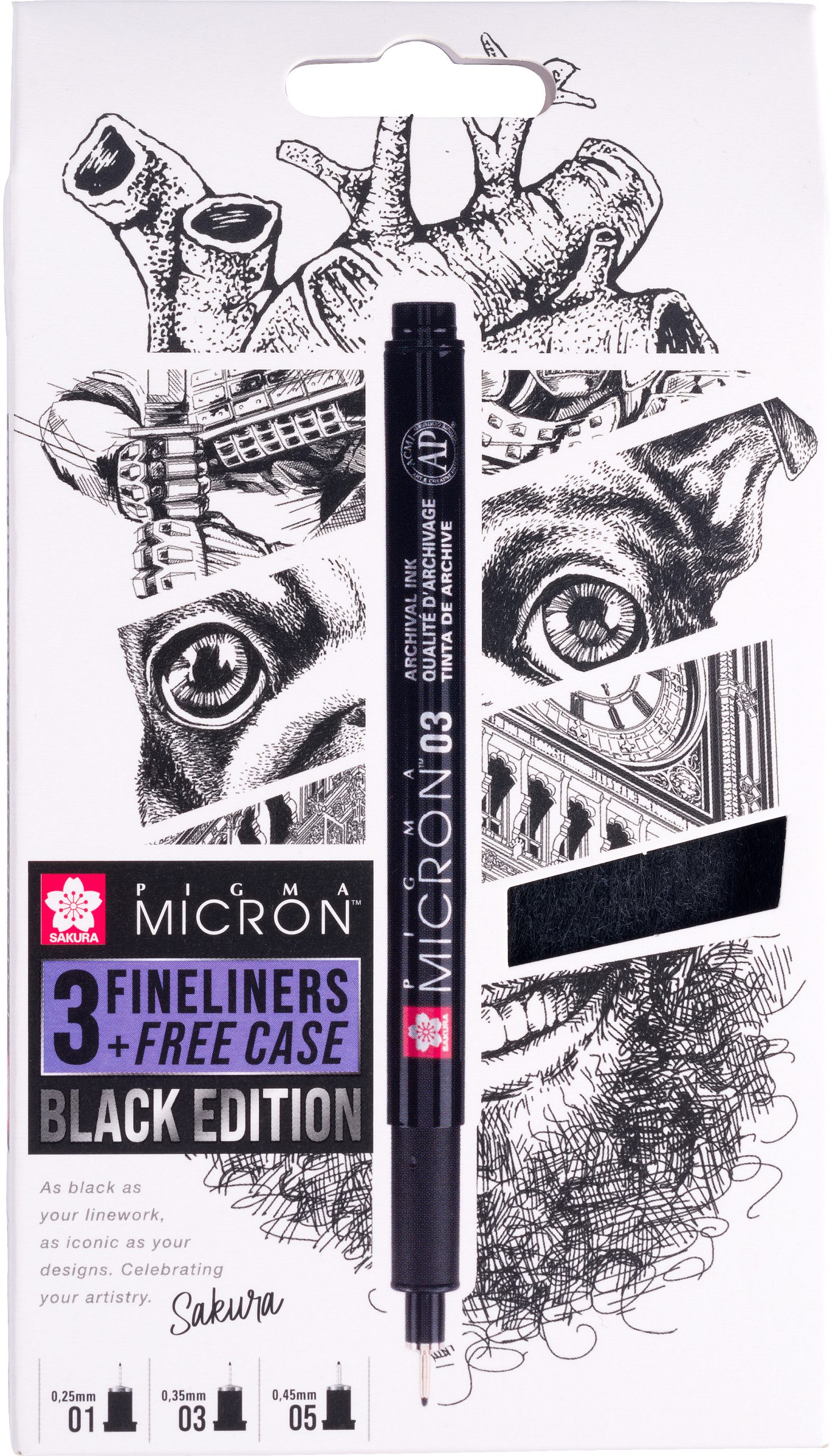 Sakura Pigma Micron Black Edition Set 3 SAKURA Pigma Micron Set 0.1-0.50mm POXSDKB3 mit Stifteetui 3 Stück – Hochwertig & günstig bei ShopDeca