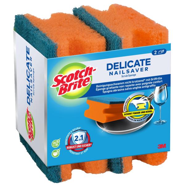 SCOTCH-BRITE Delicate, Schwamm DENS2CH blau/orange 2 Stück