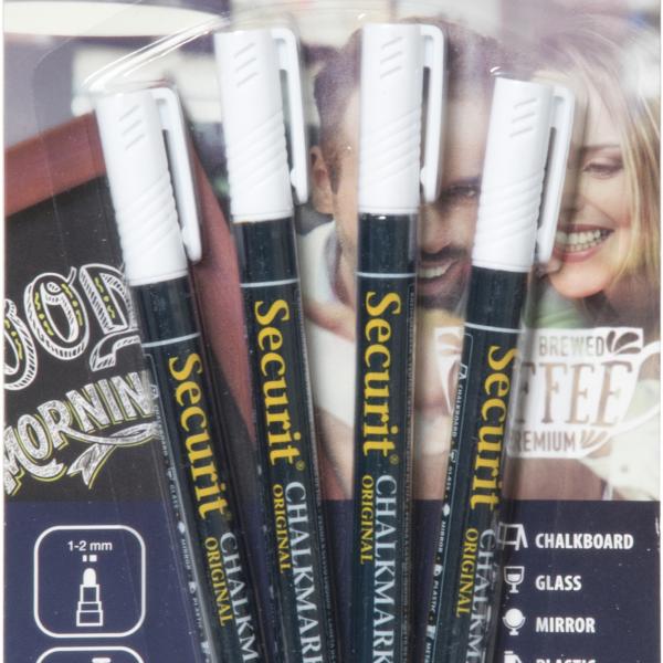 SECURIT Kreidestift 1-2mm BL-SMA100-V4-WHI weiss, 4 Stück