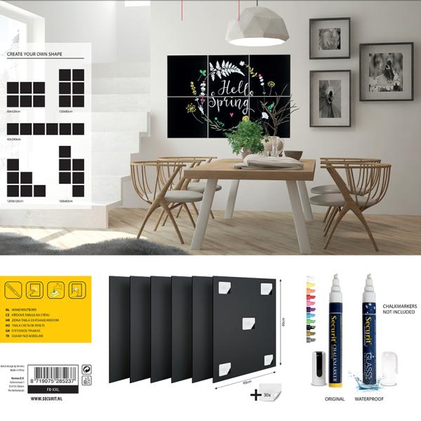 SECURIT Kreidetafel XXL FB-XXL 6 Stück 40x40x0.2cm