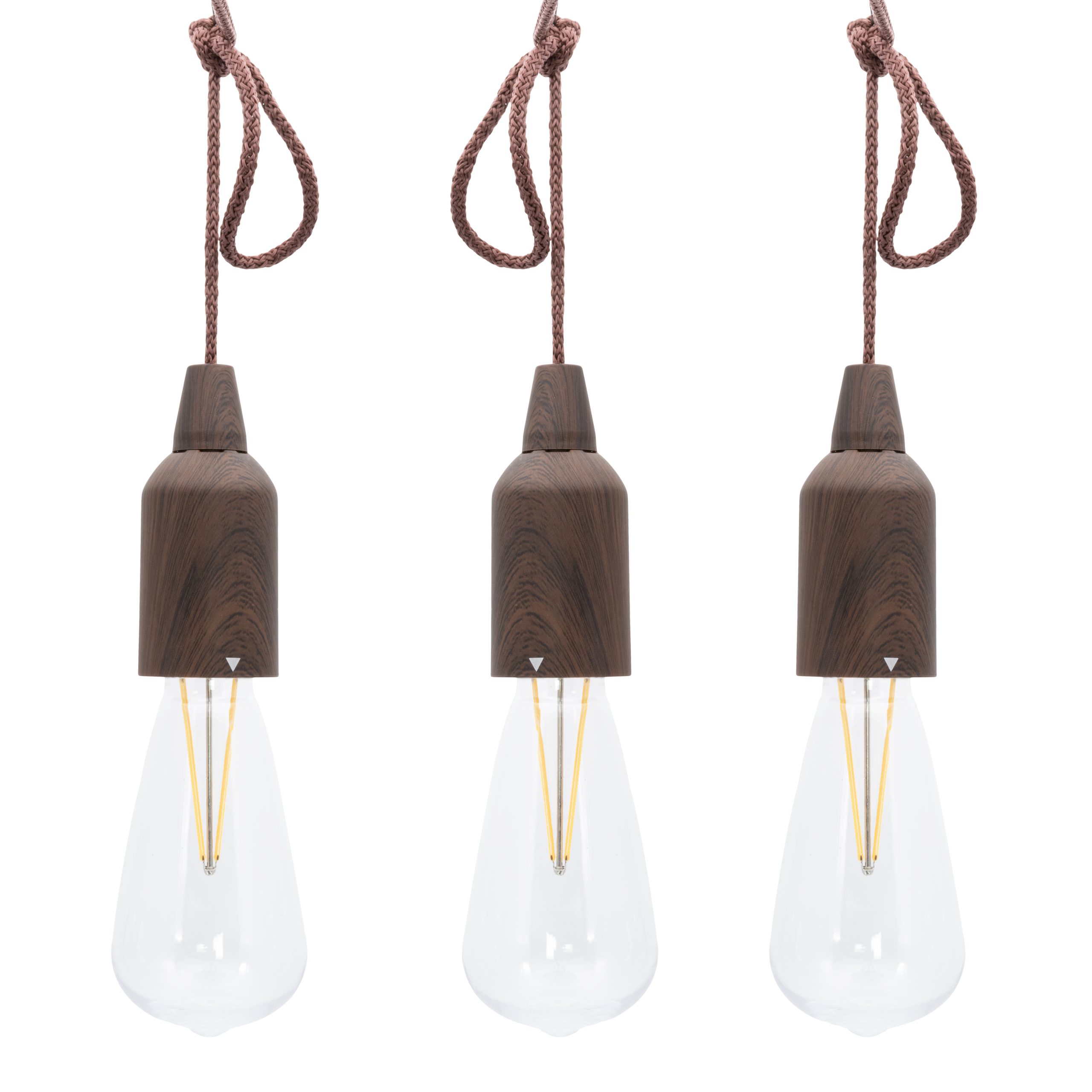 SECURIT-LP-KO-BR-8720663161123 SECURIT Hängeleuchte COPENHAGEN LP-KO-BR braun, Akku, dim. 3 Stück – Hochwertig & günstig bei ShopDeca