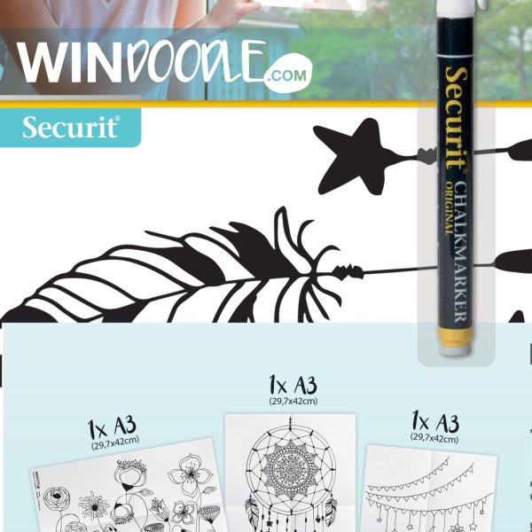 SECURIT Fensterschablone WINDOODLE WD-3A3-HM A3 Home 3 Stück