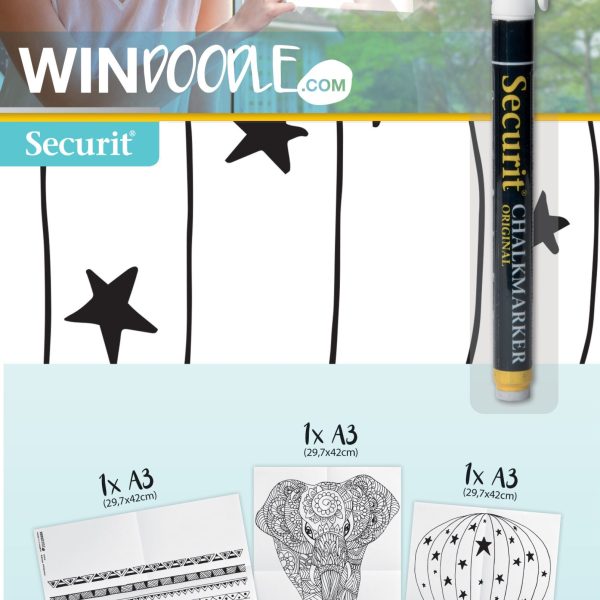 SECURIT Fensterschablone WINDOODLE WD-3A3-KD A3 Kids 3 Stück
