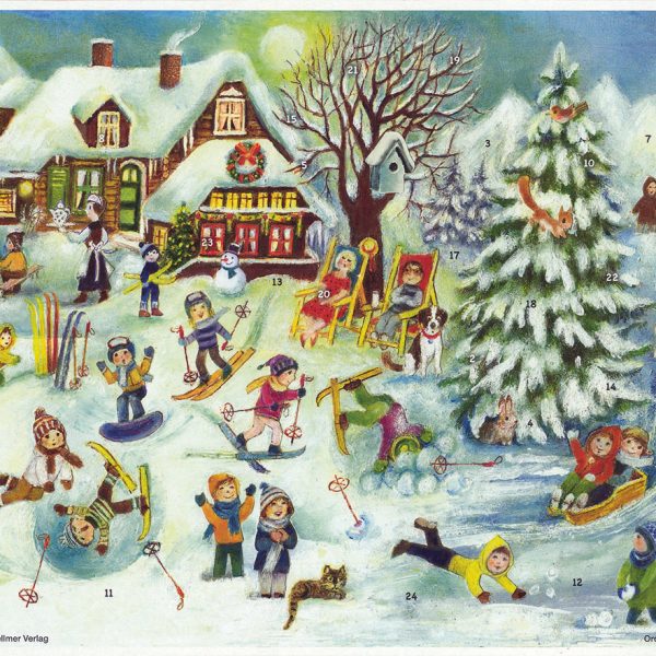 SELLMER Adventskalender A6 40131 Postkarte Skihütte