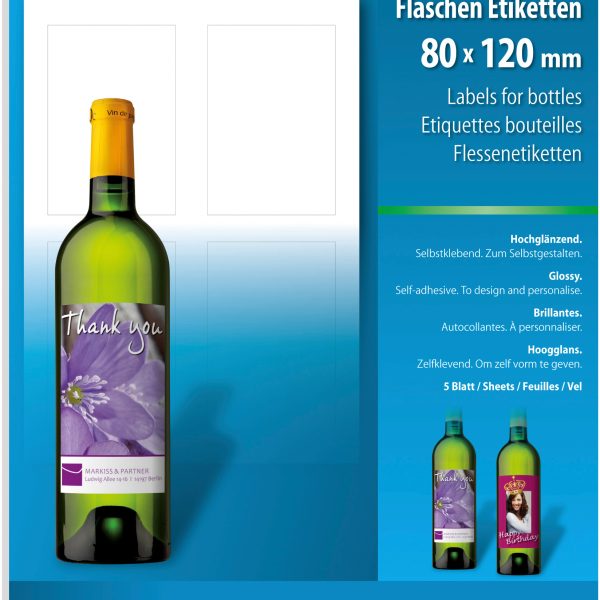 SIGEL Flaschenetiketten 80x120mm DE160 85g 20 Stück