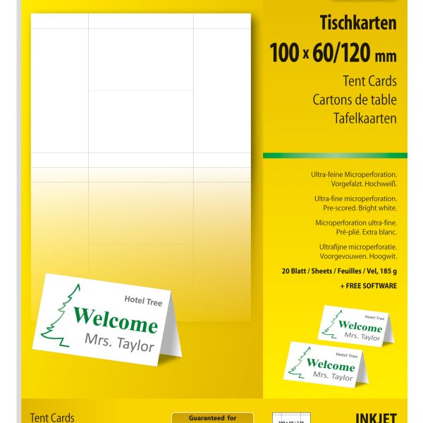 SIGEL Tischkarten 100x60mm DP047 weiss, 185g 40 Stück