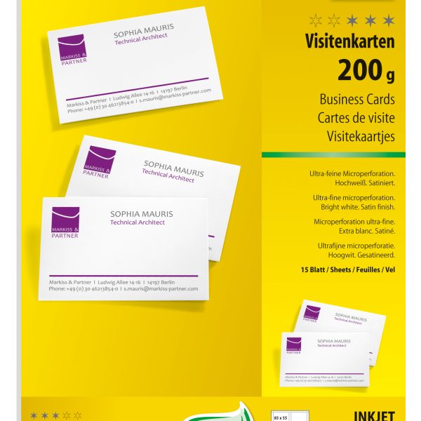 SIGEL Visitenkarten 85x55mm DP839 weiss, 200g doppels. 150 Stück