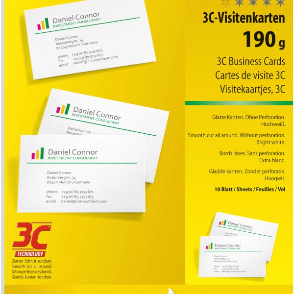 SIGEL Visitenkarten 85x55mm LP790 weiss, 190g 100 Stück