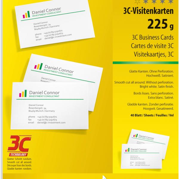 SIGEL Visitenkarten 85x55mm LP796 weiss, 225g 400 Stück