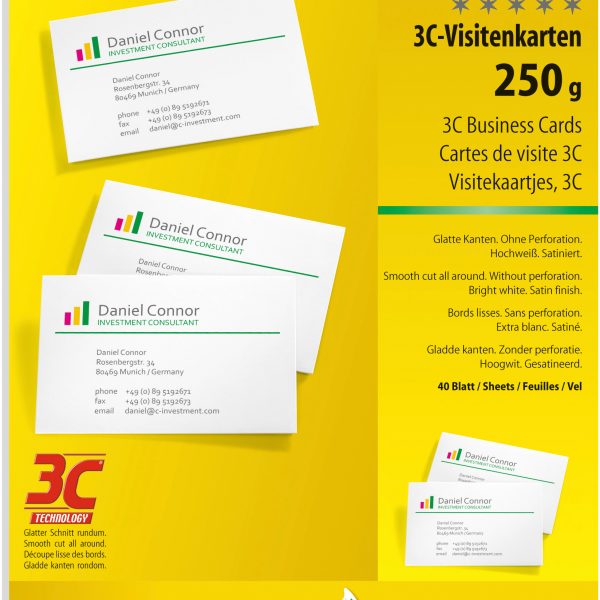 SIGEL Visitenkarten 85x55mm LP801 weiss, 250g 400 Stück