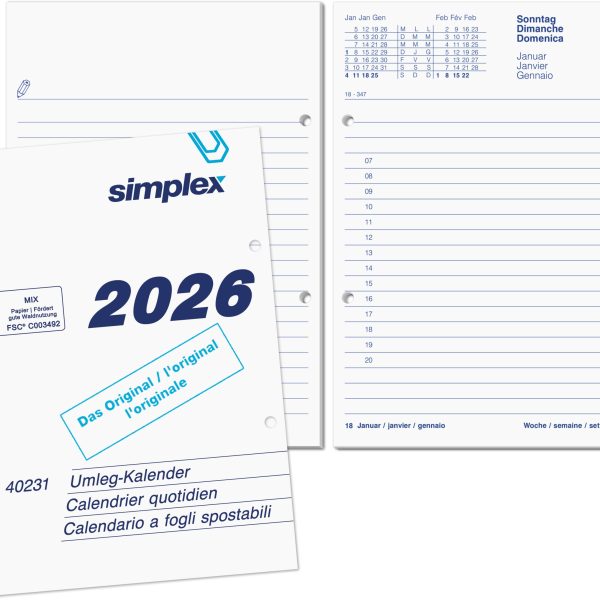 SIMPLEX Kalendarium 2026 40231.26 zu Pultkalender 12.1x17.3cm