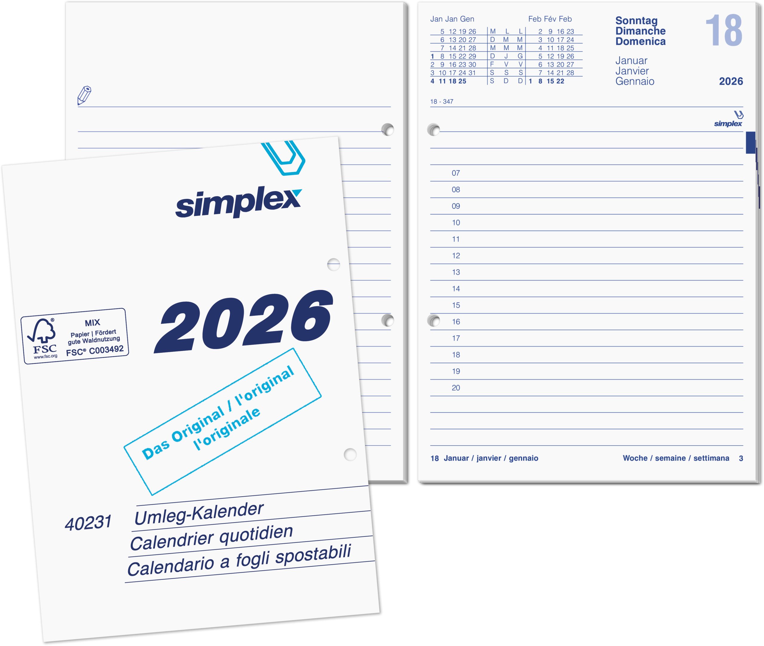 SIMPLEX-40231.26-7611468041257 SIMPLEX Kalendarium 2026 40231.26 zu Pultkalender 12.1x17.3cm – Hochwertig & günstig bei ShopDeca