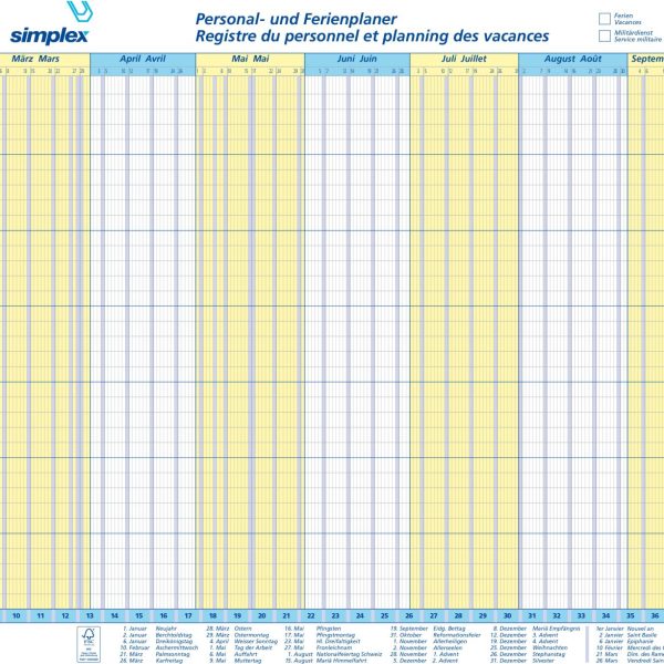 SIMPLEX Planograph 10 Stück 2027 40365.27 1J/1S DE/FR 64x29.6cm