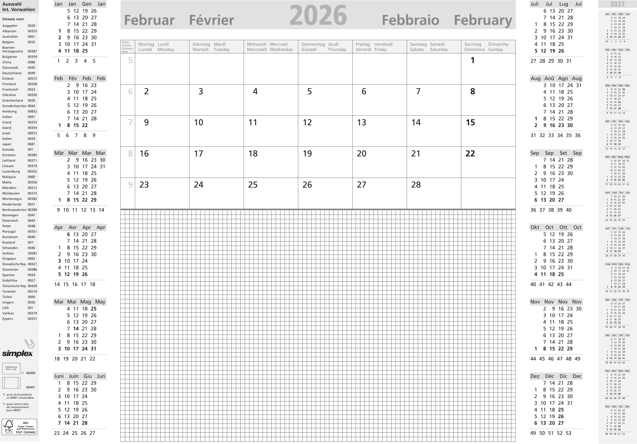 P250051_Schreibunterlage_Grau_2026.indd SIMPLEX Schreibunterlage 2026 40401.26 12M hellgrau ML A2 – Hochwertig & günstig bei ShopDeca