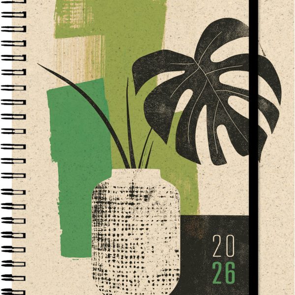 SIMPLEX Wochenagenda Graspapier 2026 40408.26 1W/2S Flower Pot ML 14.8x21cm