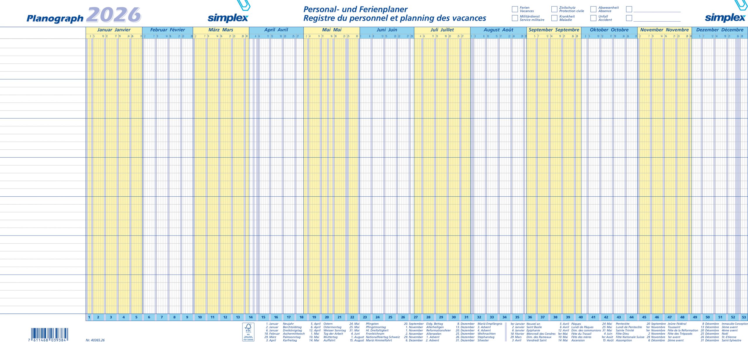 A232973_Planograph2025 SIMPLEX Planograph 3 Stück 2026 S40365.26 1J/1S DE/FR 64x29.6cm – Hochwertig & günstig bei ShopDeca