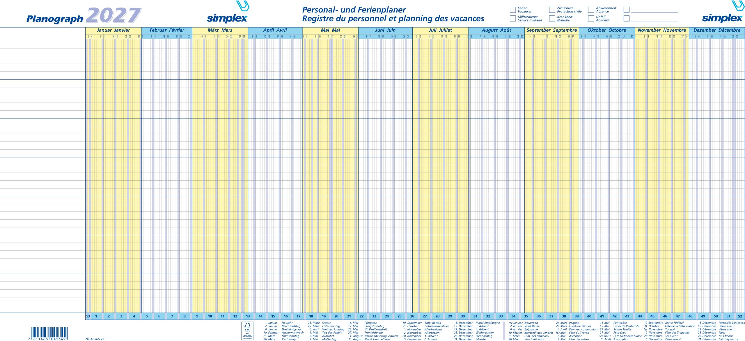 A242098_Planograph2027_GzD_neu SIMPLEX Planograph 3 Stück 2027 S40365.27 1J/1S DE/FR 64x29.6cm – Hochwertig & günstig bei ShopDeca