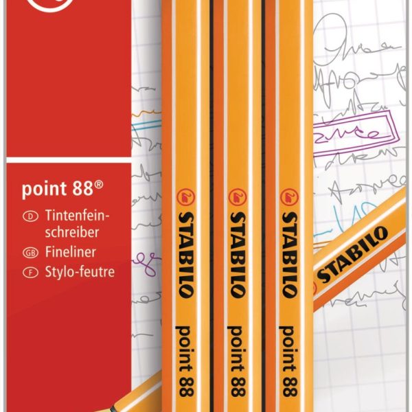 STABILO Fineliner Point 88 108833828 schwarz, 3 Stück