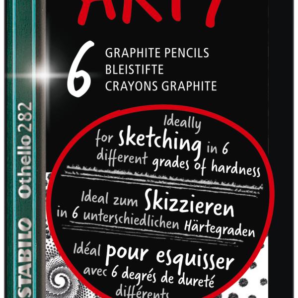 STABILO Bleistifte Othello Arty Mix 282/6-21-3-2 2B, B, HB, F, H, 2H 6 Stück