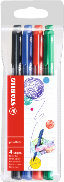 STABILO-488-4-4006381503655 STABILO Fineliner PointMax 0.8mm 488/4 4 Farben – Hochwertig & günstig bei ShopDeca