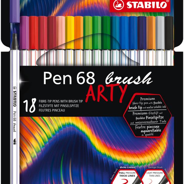STABILO Fasermaler Pen 68 Brush Arty 568/18-21-20 ass. 18 Stück