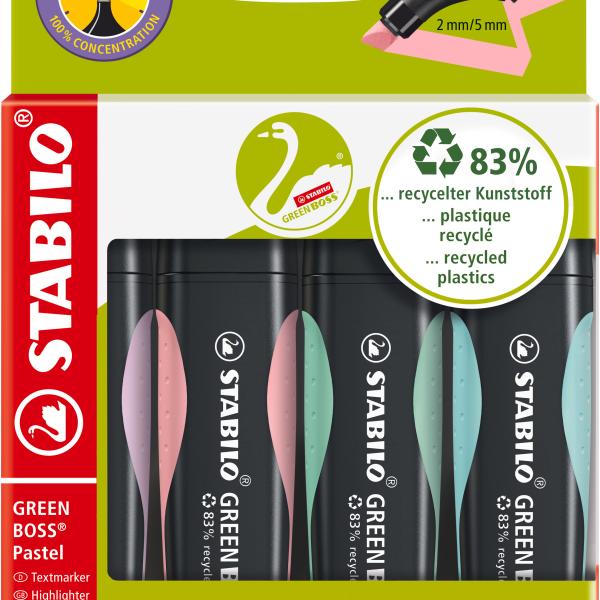 STABILO Textmarker GREEN BOSS 2-5mm 6070/4-2 pastell 4 Stück