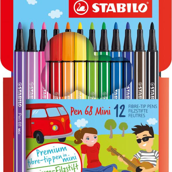 STABILO Fasermaler Pen 68 1mm 668/12 12 Farben, Etui