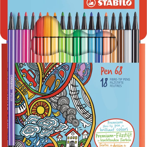 STABILO Fasermaler Pen 68 1mm 68187 Etui, Karton 18 Stück