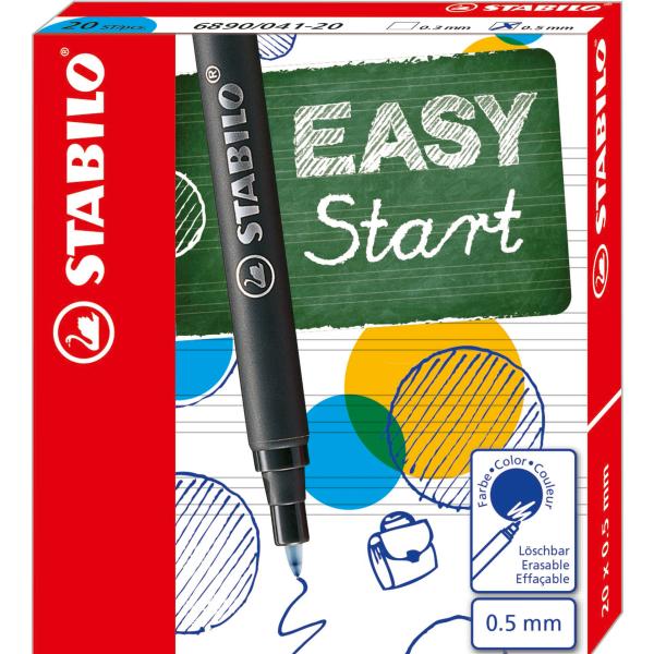 STABILO Tintenpatronen Easy 0,5 mm 6890/041-20 blau 20 Stück