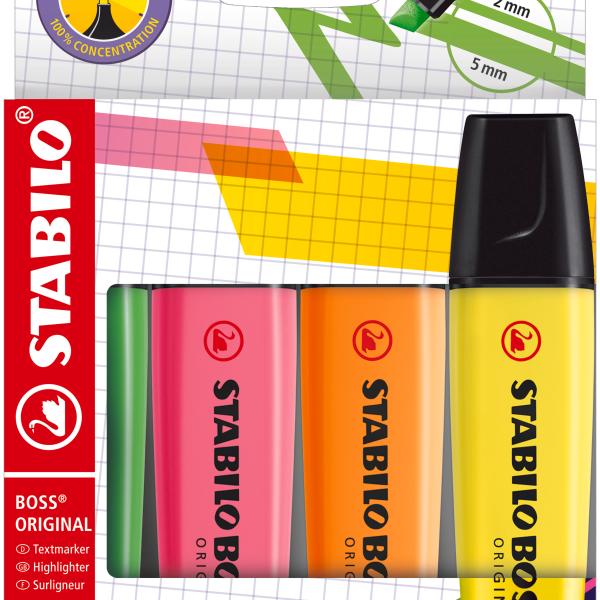 STABILO Textmarker BOSS 2-5mm 70/4-21-1 4-farbig ass.