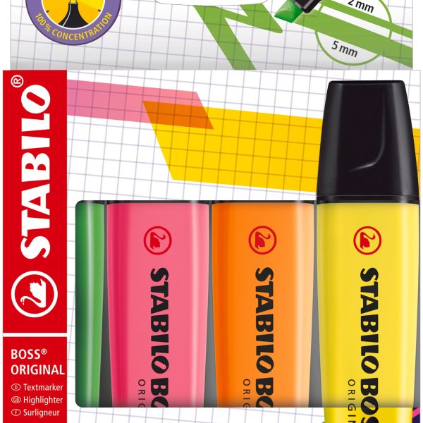 STABILO Textmarker BOSS 2-5mm 70/4-21-1 4-farbig ass.