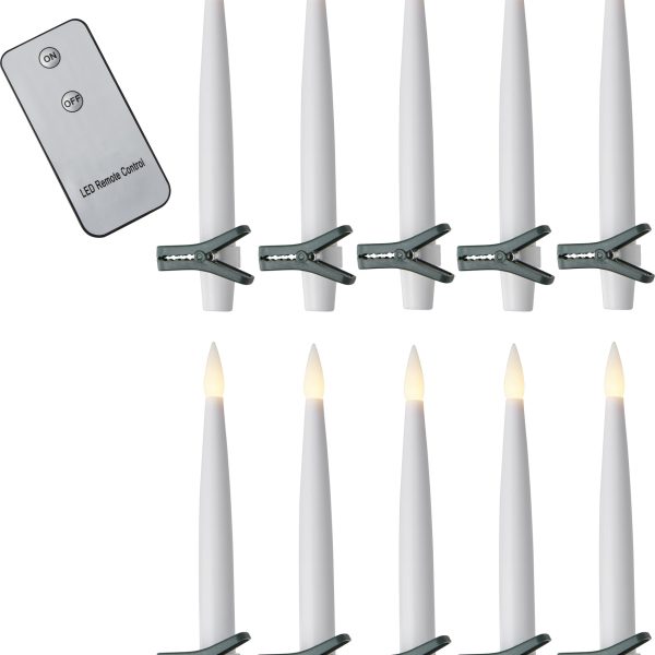 STAR TRADING LED Kerzen Paulina 15.5cm 12.064-65 weiss, Remote 10 Stück