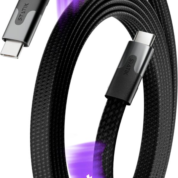 STATIK MagStack Slim Pro Cable PUP-0495-6FT-CC-BLK USB-C to C, 2M, 100W Black