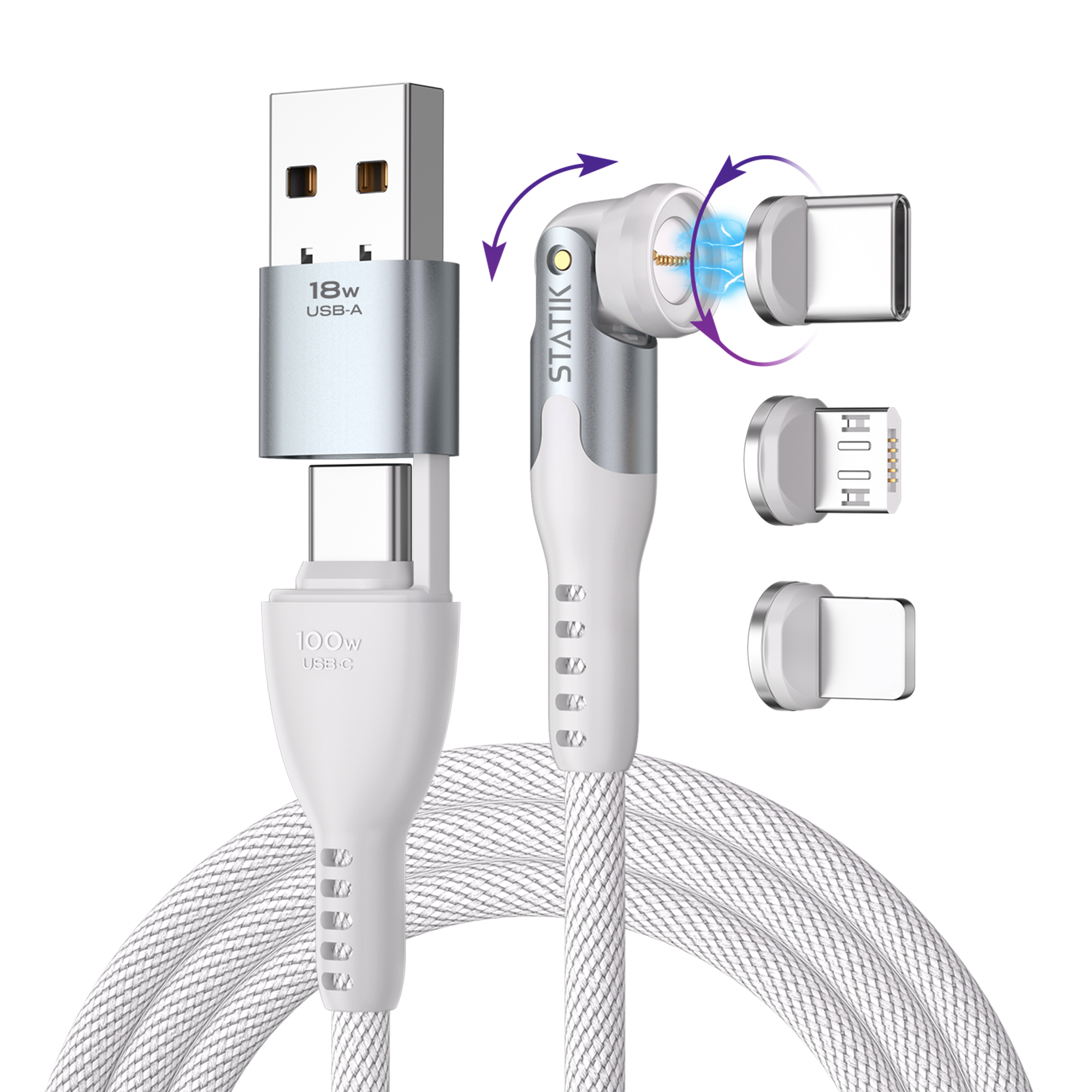 STATIK-PUP-0520-WHT-6FT-0810024056835 STATIK Statik 360 Pro, Uni.Mag. Tip PUP-0520-WHT-6FT Cable 2.0, 2m, 100W White – Hochwertig & günstig bei ShopDeca