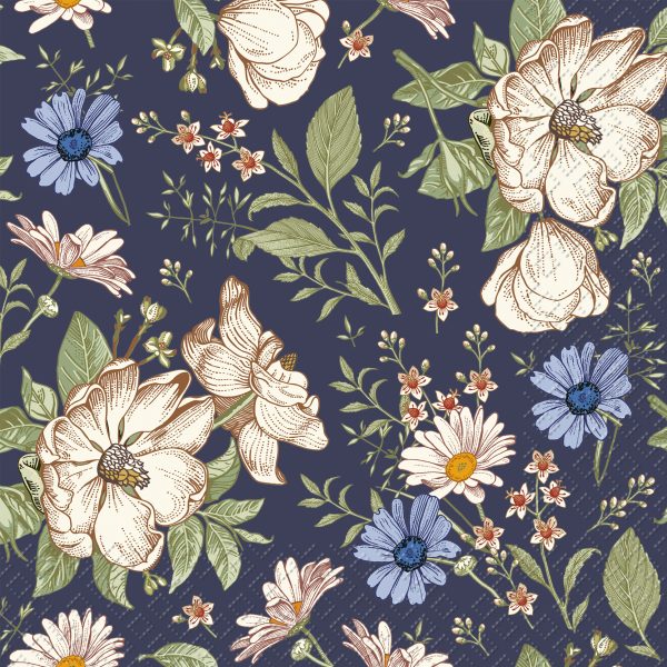 STEWO Serviette Blomma 33x33cm 2572550142 blau dunkel 20 Stück