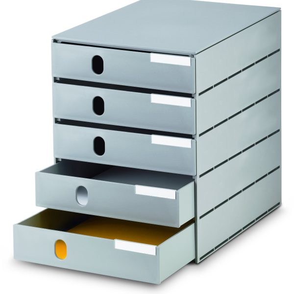 STYRO Schubladenbox styroval öko 14-8000.85 grau/grau 5 Schubladen gesch.