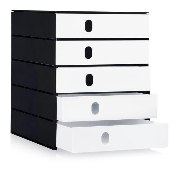 STYRO Schubladenbox styroval pro 14-8000.92 schwarz/weiss 5 Schubl.gesch.