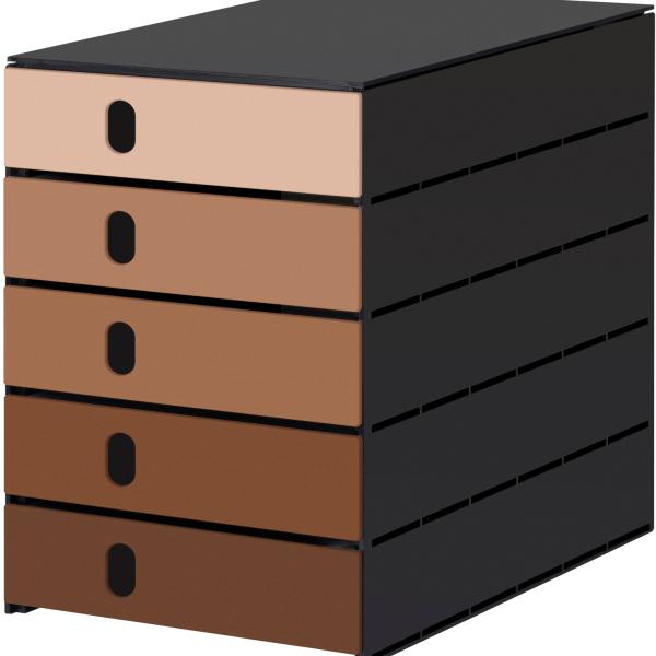 STYRO Systembox styroval öko 14-8000.9mo mocca/schwarz 5 Schubladen