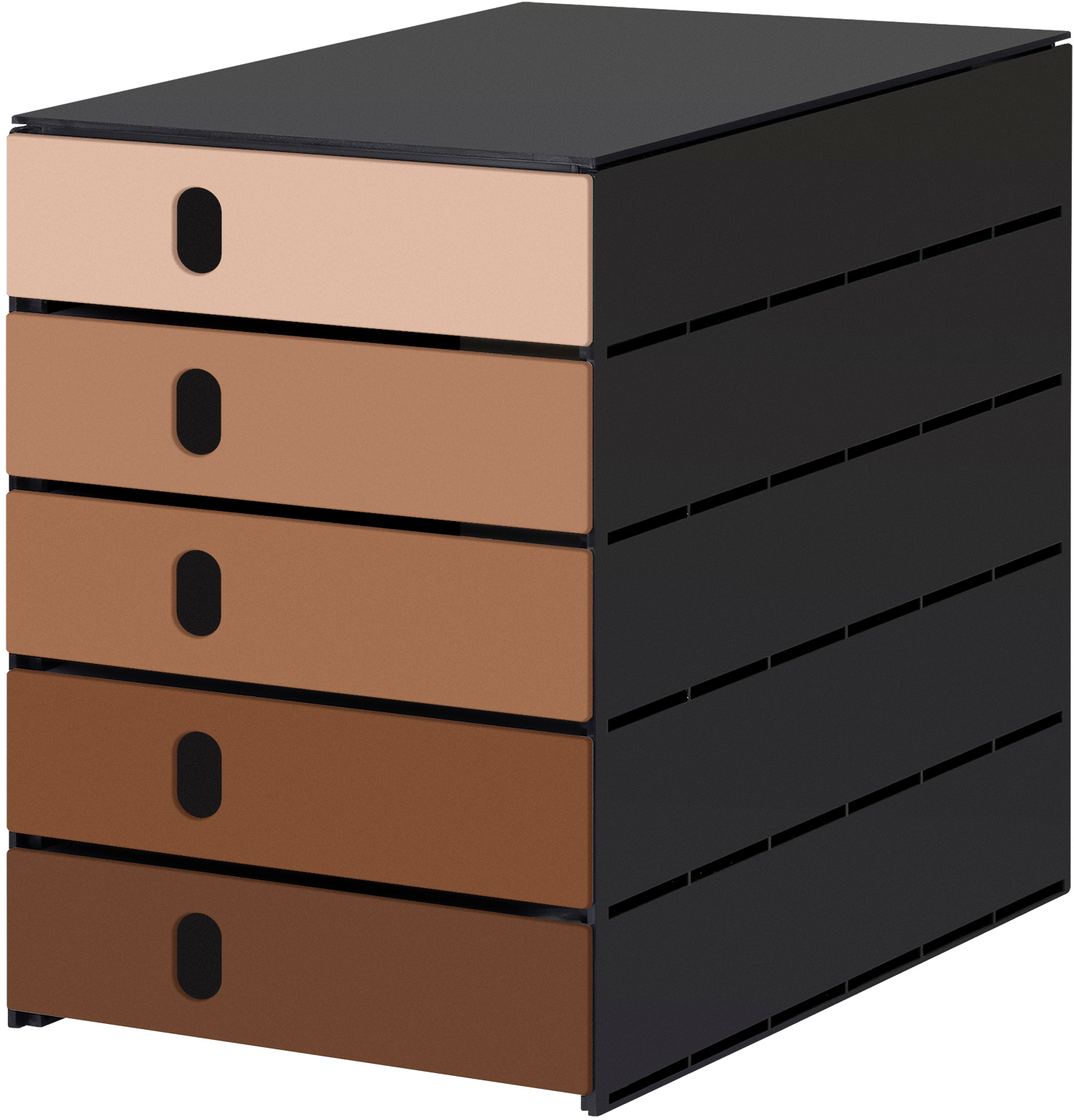 STYRO-14-8000.9mo-7612176095396 STYRO Systembox styroval öko 14-8000.9mo mocca/schwarz 5 Schubladen – Hochwertig & günstig bei ShopDeca