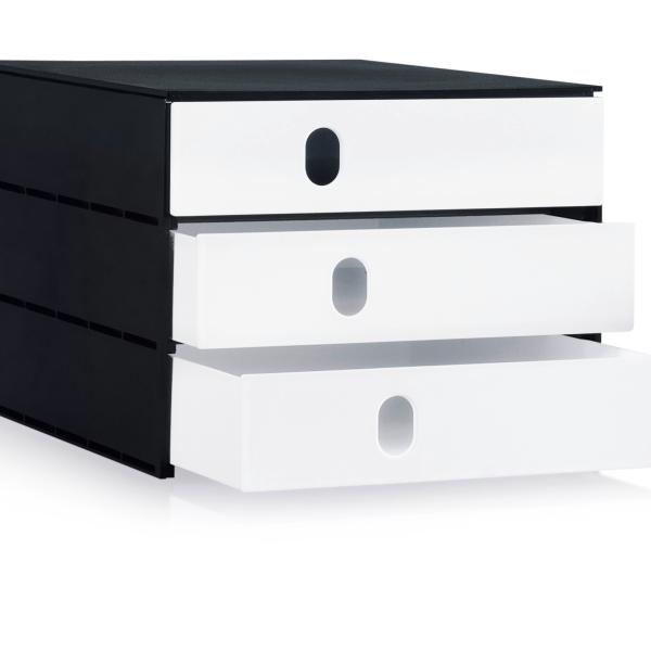 STYRO Schubladenbox styroval pro 14-8050.92 schwarz/weiss 3 Schubladen