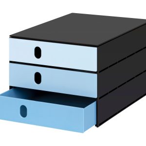 STYRO Schubladenbox styroval flow 14-8050.93 schwarz/blau 3 Schubladen