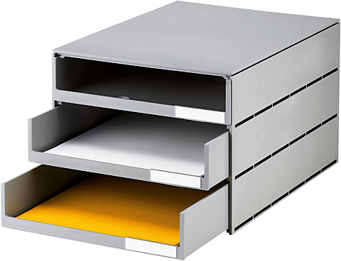 STYRO Schubladenbox styroval öko 14-8051.85 grau/grau 3 Schubladen offen