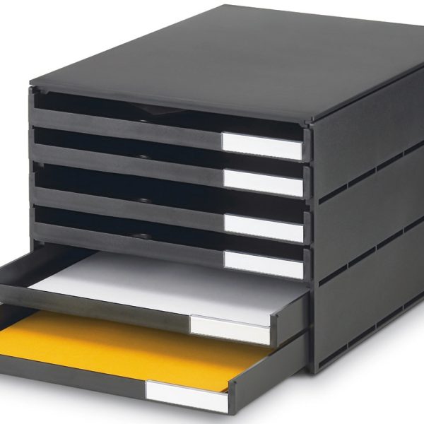 STYRO Schubladenbox styroval öko 14-8052.90 schwarz 6 Schubladen offen
