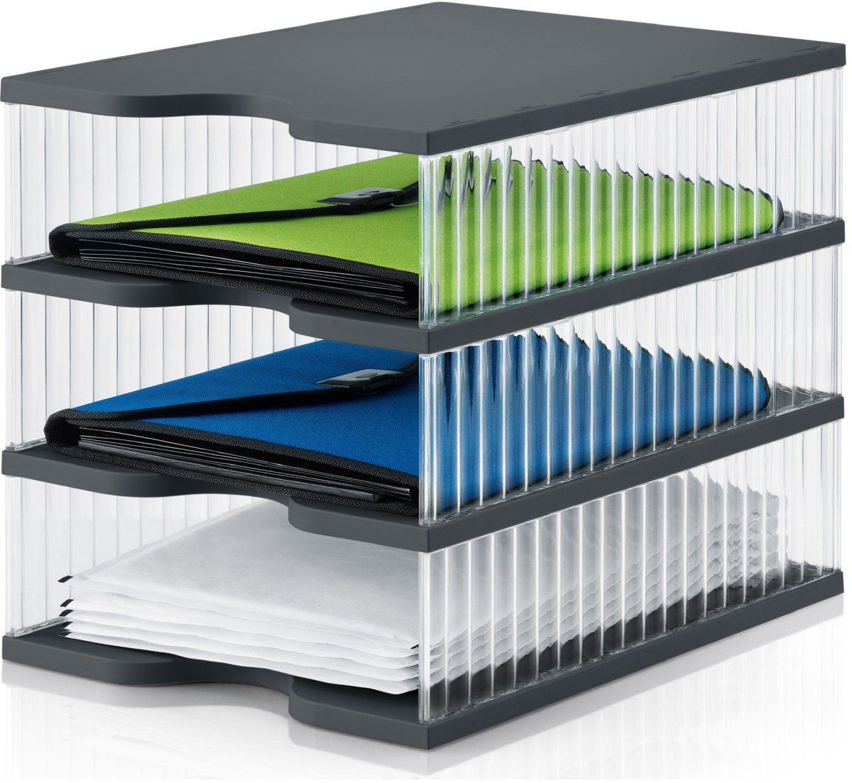 STYRO-228-0103.92-7612176084086 STYRO Ablagesystem styrobig uno 228-0103.92 schwarz/transparent 3 Fächer – Hochwertig & günstig bei ShopDeca