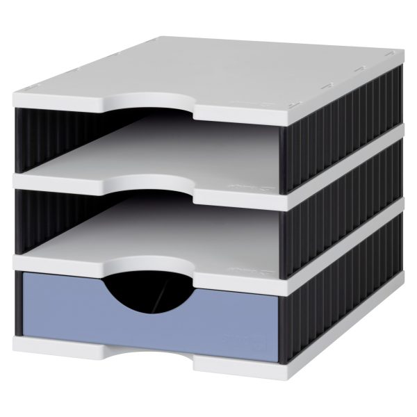 STYRO Ablagesystem styrodoc uno 268-0103.983 grau/sz/blau 2 F./1 Schubl.