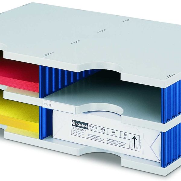 STYRO Ablagesystem styrodoc duo 268-0202.38 grau/blau 4 Fächer