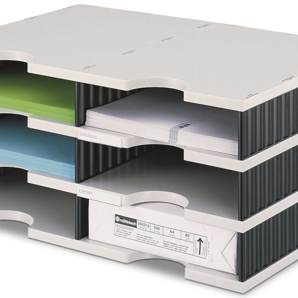 STYRO Ablagesystem styrodoc duo 268-02031.98 grau/schwarz 6 Fächer