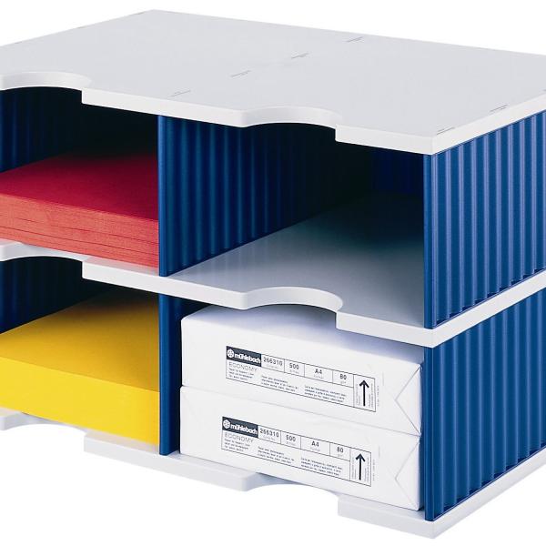 STYRO Ablagesystem styrodoc jumbo 268-0222.38 grau/blau 4 Fächer