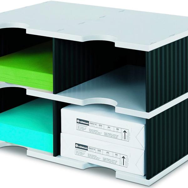 STYRO Ablagesystem styrodoc jumbo 268-0222.98 grau/schwarz 4 Fächer